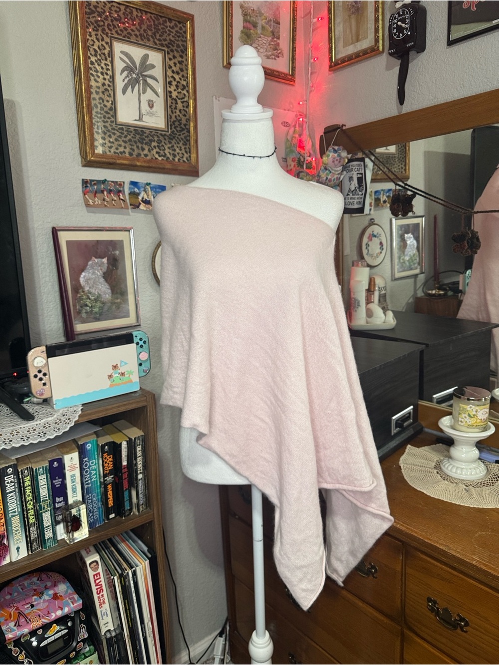 Cashmere Soft Blush One-Shoulder Poncho